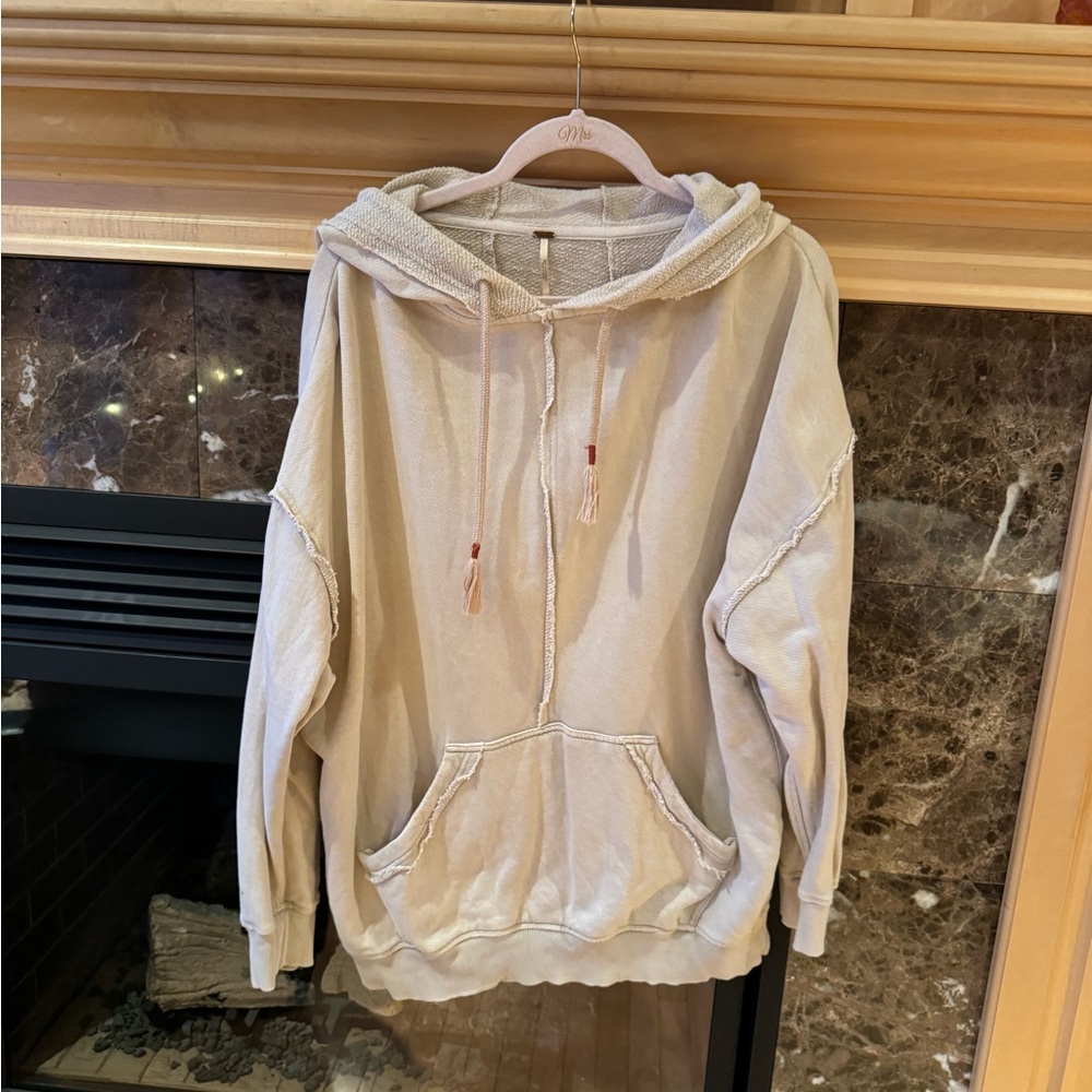 Free people oversized hoodie small cream tan